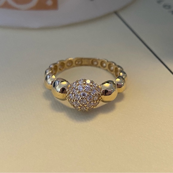 18K Real Gold Bubble Ring with Stone - Picture 10 of 16